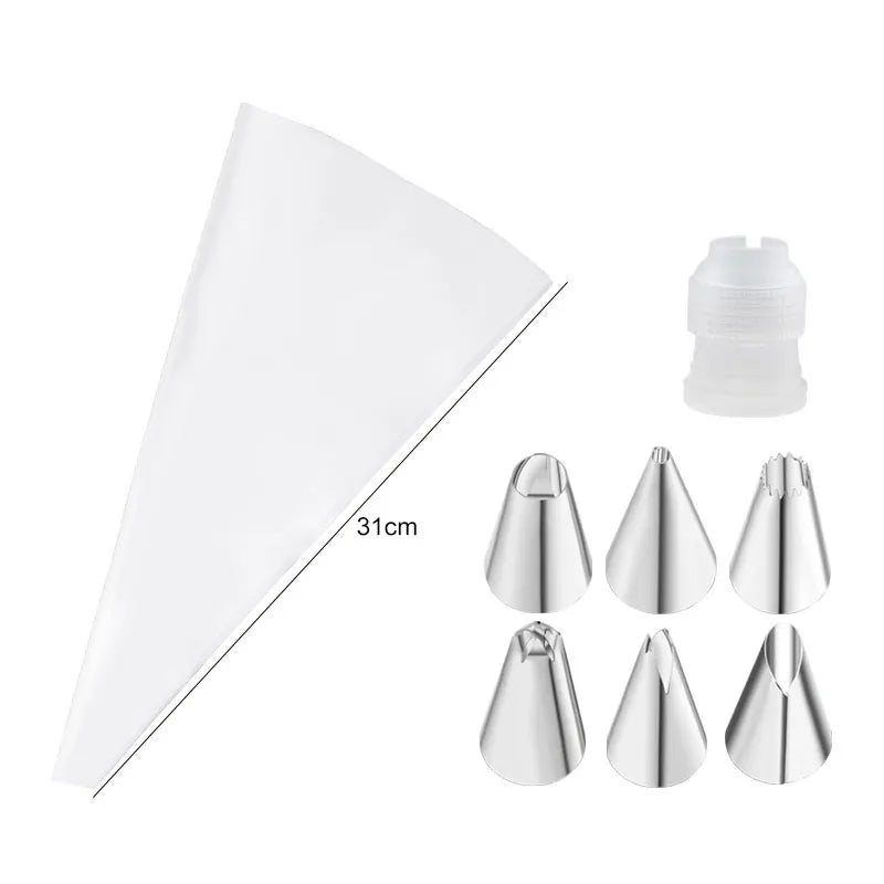 Multifunctional Cake Decorating Tools Silicone Pastry Bag Stainless Steel Cake Mouth Reusable Silicone Bag Tools Pastry Nozzle