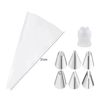 Multifunctional Cake Decorating Tools Silicone Pastry Bag Stainless Steel Cake Mouth Reusable Silicone Bag Tools Pastry Nozzle