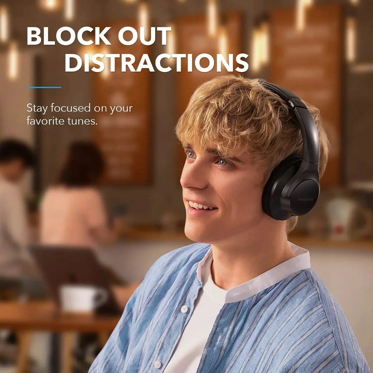 Soundcore Life Q20+ Active Noise Cancelling Headphones, 40H Playtime, Hi-Res Audio, App, Connect To 2 Devices, Memory