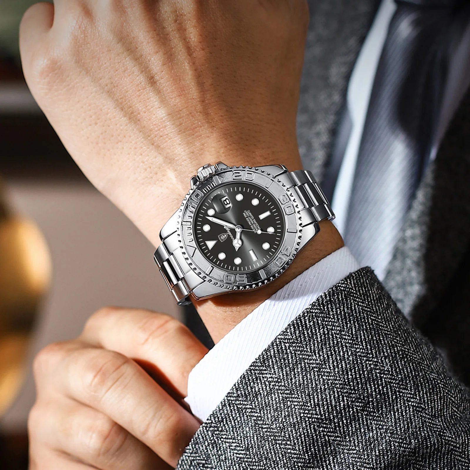 POEDAGAR Luxury Men Watch Business Quartz Man Clock Sports Waterproof Luminous Date Stainless Steel Men's Watches Male Reloj+box RELUX.STORE
