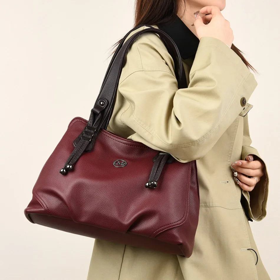 High Quality Soft Leather Handbags for Women Vintage Shoulder Tote Bag Luxury Designer Ladies Large Capacity Top-Handle Bags Sac RELUX.STORE