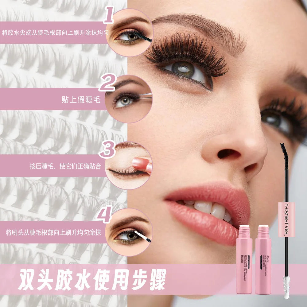 DIY Lash Extension Kit Lash Bond and Seal Remover Tweezers Makeup Set Individual Lashes Clusters  Eyelashes Tools RELUX.STORE