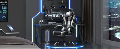 Office Chair, Chair w/ Massage Lumbar Support & Footrest Height  Adjustable Ergonomic w/ Swivel Seat & Headrest, Office Chair