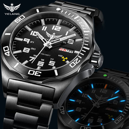 Yelang V1019 Brand 44MM Men Watch NH36 100M PROFESSIONAL WATERPROOF Deep Diving Mechanical Automatic Watch Sapphire Lens Reloj