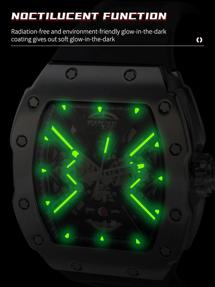 PINDU New Men Watch 50 Meter Waterproof Stainless Steel Case Luminous Sapphire mirror Dial Fashionable Men Mechanical Watch