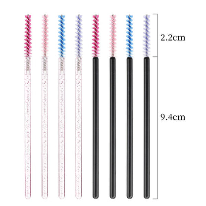 NEW 50Pcs Makeup Eyelash Brushes Disposable Crystal Eyebrow brush Diamond Handle Mascara Wand Applicator Lashes Extension Tools RELUX.STORE