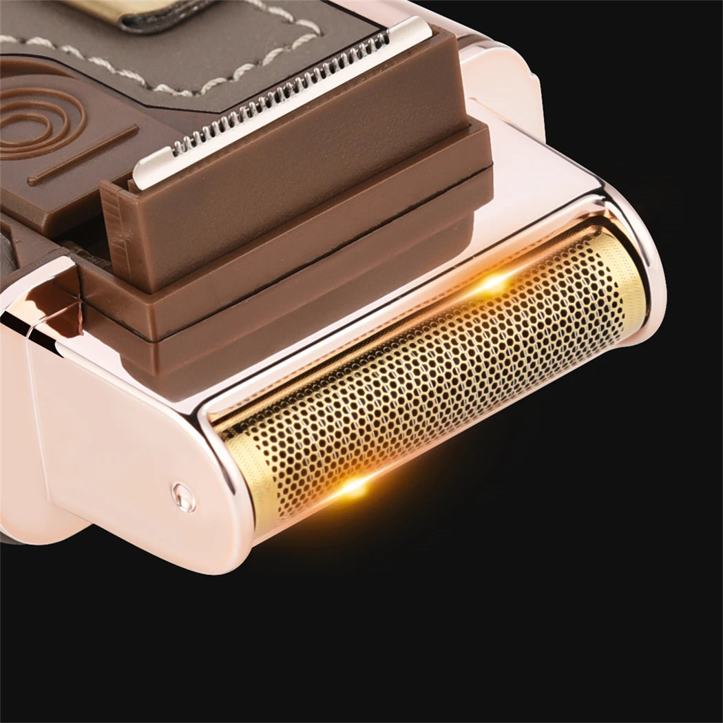 Professional Men's Shaver Cordless Beard Trimmer Rechargeable Razor Mini Leather Portable Electric Shaving Machine