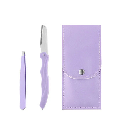 Private Label 3Pcs/Set Makeup Tools Portable Eyebrow Trimming Set Eyebrow Razor Eyebrow Scissors with Comb RELUX.STORE