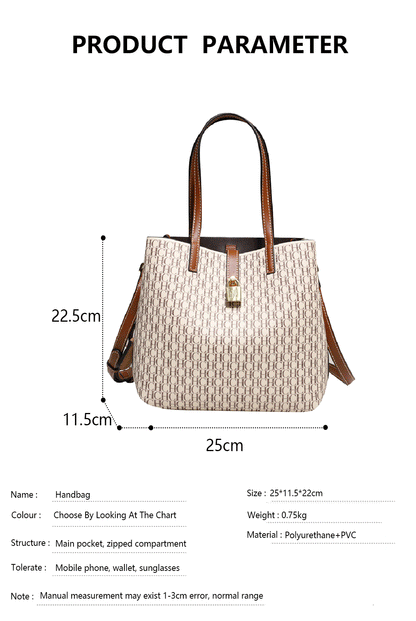 CH Premium Versatile Leather Crossbody Bag Ladies Large Capacity Daily Commuter Tote Bag Letter Print Design Ladies Fashion