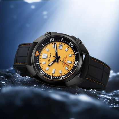 BERNY 20ATM Diver Watch For Men Mechanical Black Dial Original Design Top Automatic Sapphire Luxury Diving Luminous Men Watch