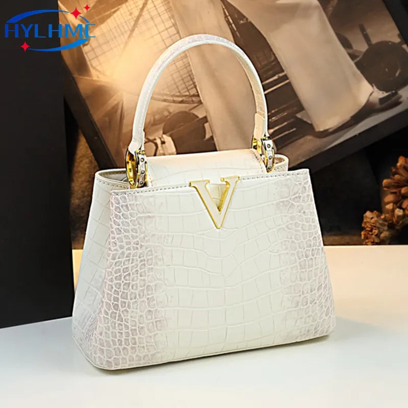 Luxury Fashion White Leather Women Handbags 2024 New Female Small Shoulder Messenger Bag Crossbody Portable Shell Bags RELUX.STORE