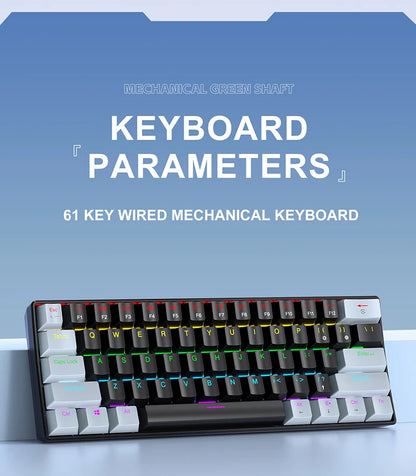 60% Portable Wired Mini Mechanical Keyboard, APAYADO K61 Mini Keyboard Wired,61 Keys Phantom RGB,Black,White,Red,Red/Blue Switch