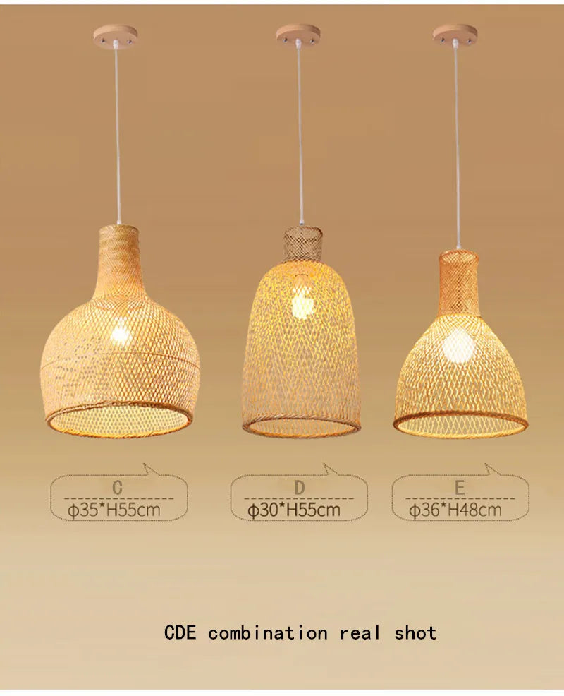 New Chinese Bird's Nest Lampshade Chandelier Hotel Restaurant Staircase Japanese Tatami Rattan LED Bamboo Furniture Decoration RELUX.STORE