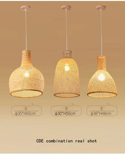 New Chinese Bird's Nest Lampshade Chandelier Hotel Restaurant Staircase Japanese Tatami Rattan LED Bamboo Furniture Decoration RELUX.STORE