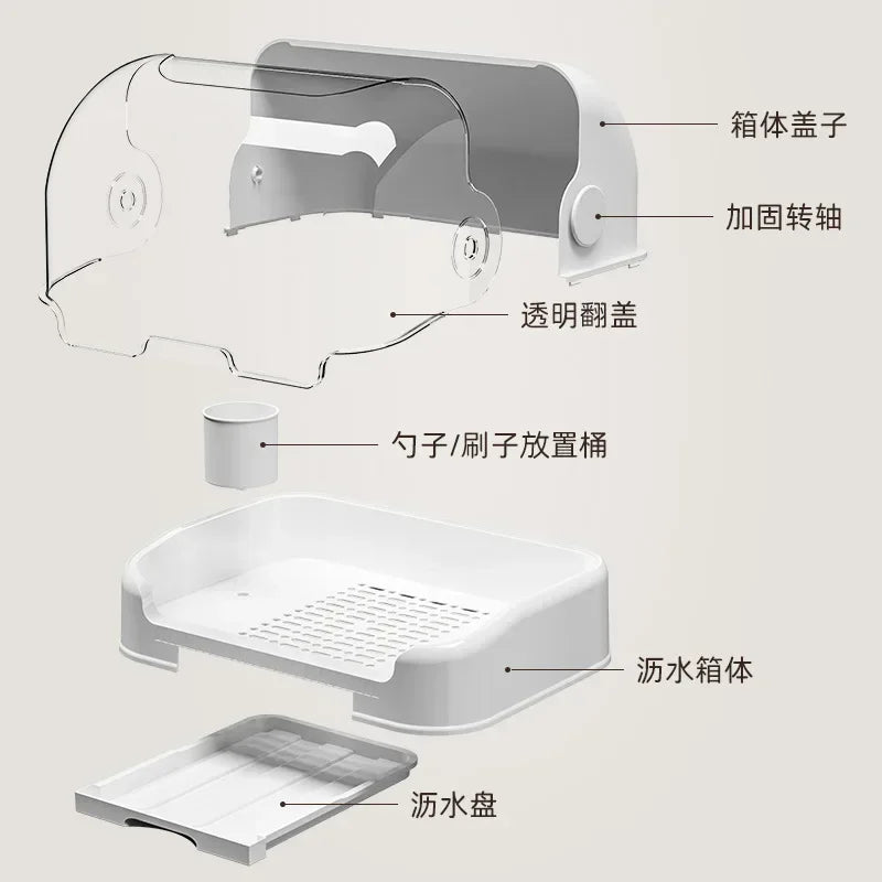 Baby Feeding Bottle Drain Rack Nipple Feeding Cup Holder with Cover Storage Drying Rack Bottle Cleaning and Drying Machine
