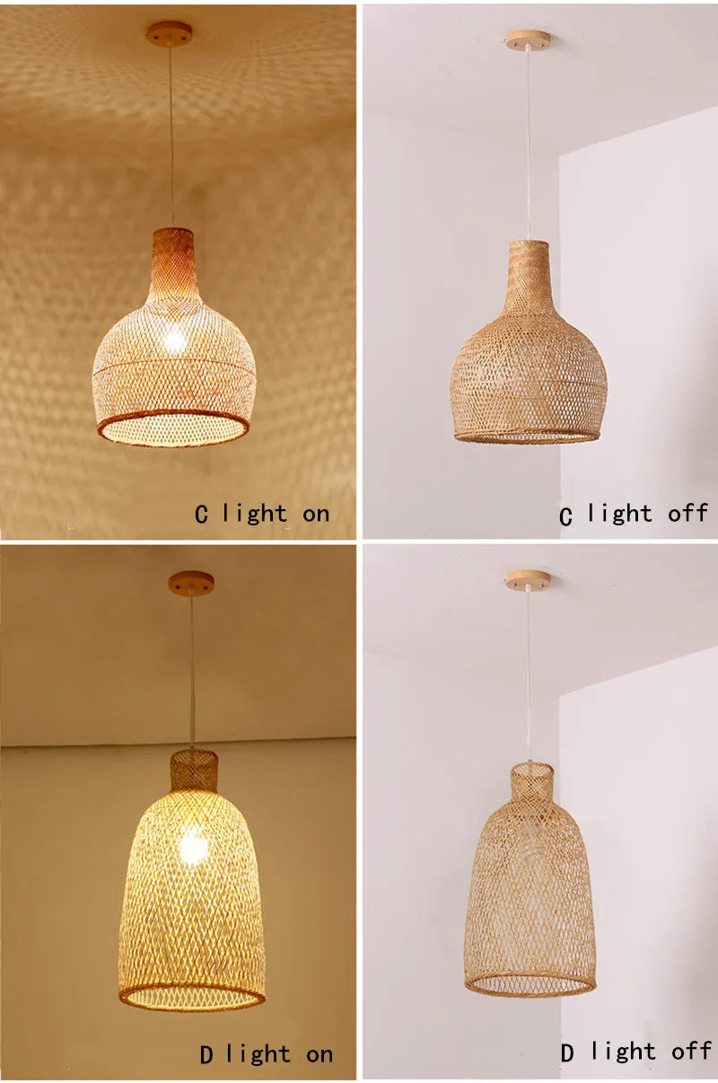 New Chinese Bird's Nest Lampshade Chandelier Hotel Restaurant Staircase Japanese Tatami Rattan LED Bamboo Furniture Decoration RELUX.STORE