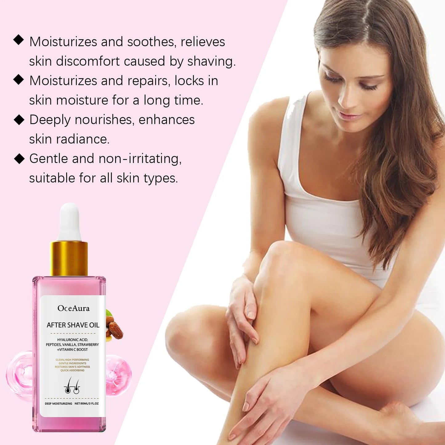 Strawberry Vanilla After Shave Oil Women For Smooth Skin Soft Serve After Shave Oil Shave Oil Prevent Ingrown Hairs & Dryness RELUX.STORE