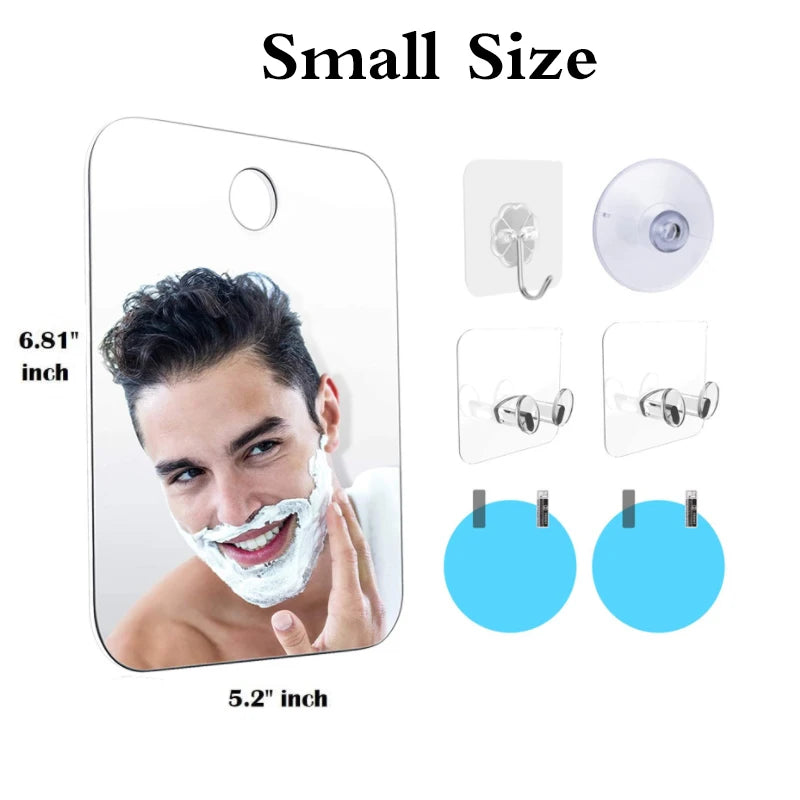 Acrylic Anti Fog Mirror Bathroom Tools Shower Shaving Fogless Mirror Washroom Travel Accessories With Wall Suction For Men Women