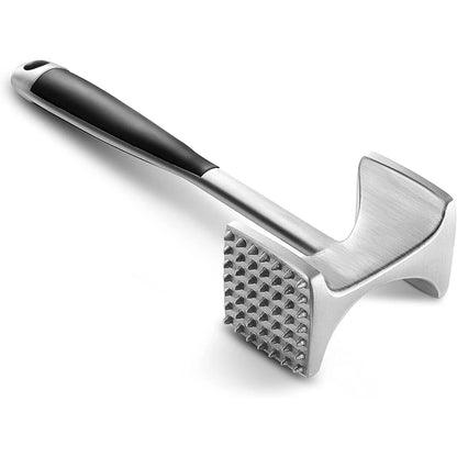 LMETJMA Meat Tenderizer Hammer with Comfortable-Grip Handle Zinc Alloy Meat Hammer Tenderizer Kitchen Meat Mallet Pounder JT329