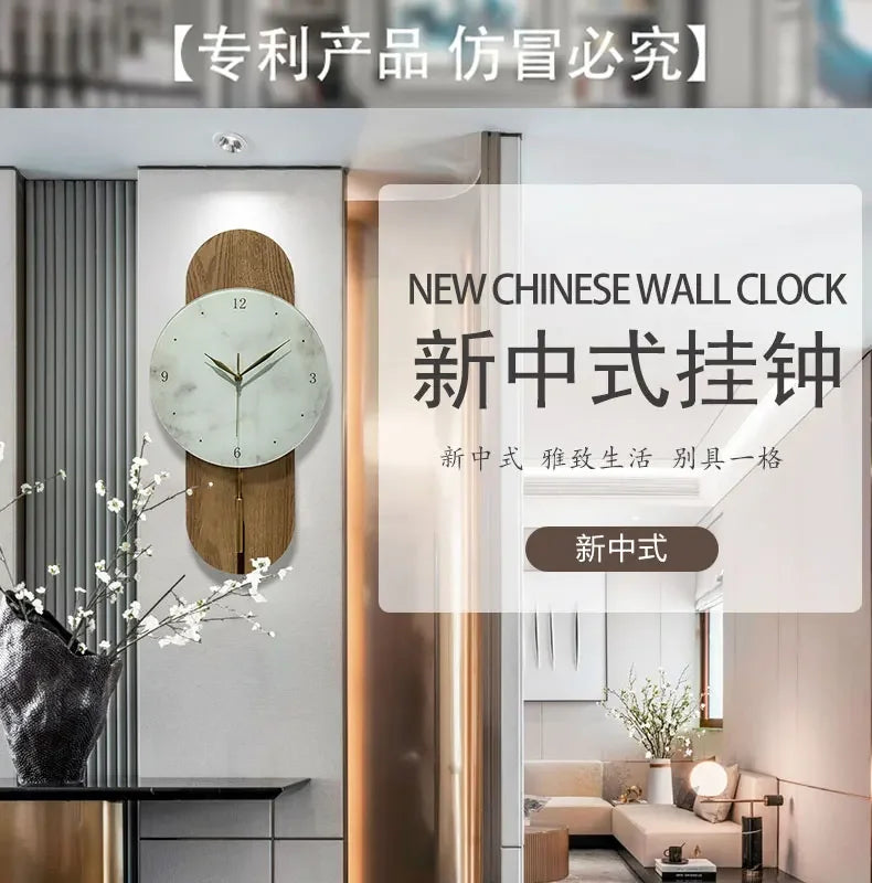 Aesthetic Chinese Wall Clock Creative Pendulum Solid Wood Log Wind Interior Design Unique Art Medieval Decoration Room Decor