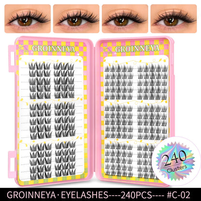 GROINNEYA Eyelashes Clusters 320 pcs Natural Eyelash extension Cluster Lashes Volume Mixed Tray Lashes Cluster Natural Lashes RELUX.STORE
