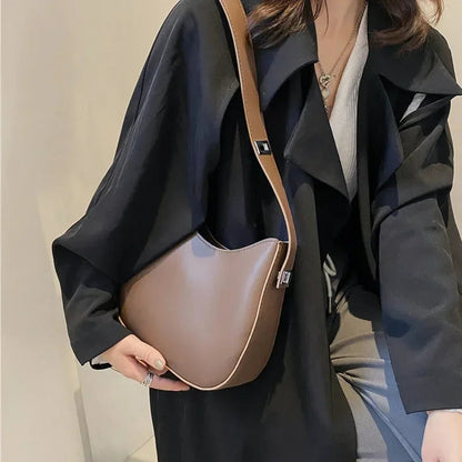 New Trendy and Fashionable Shoulder Underarm Bag PU Leather Solid Color Tote Handbag Luxury Brand Female Portable Shoulder Bag RELUX.STORE