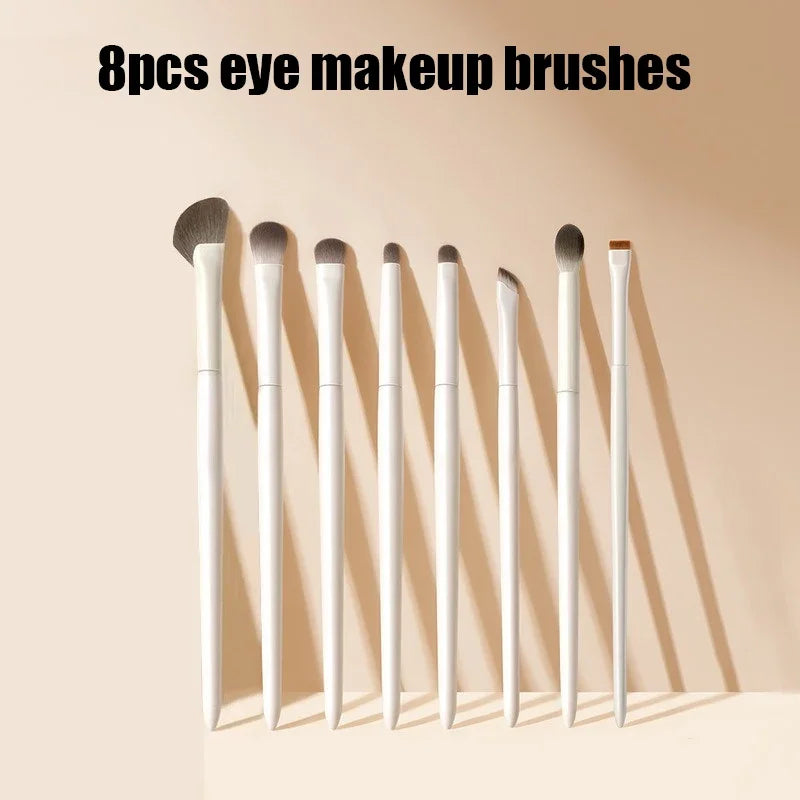 5/6/8/10pcs Natural Eye Makeup Brushes Set Detail Eyeshadow Brush Makeup Brush White Ultra Soft Eyeshadow Eyeliner Makeup Tool RELUX.STORE