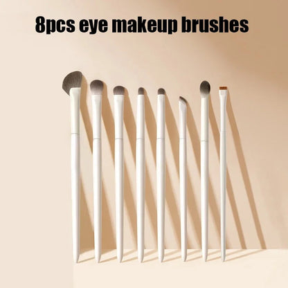 5/6/8/10pcs Natural Eye Makeup Brushes Set Detail Eyeshadow Brush Makeup Brush White Ultra Soft Eyeshadow Eyeliner Makeup Tool RELUX.STORE