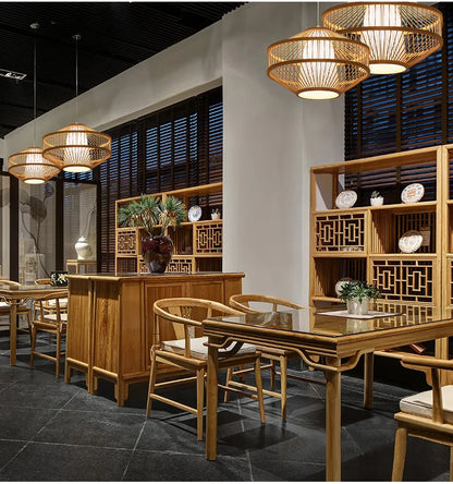 New Chinese Style Bamboo Chandelier Restaurant Lamps Creative Features Restaurant Bar Hot Pot Restaurant Tea House Pentent Lamp