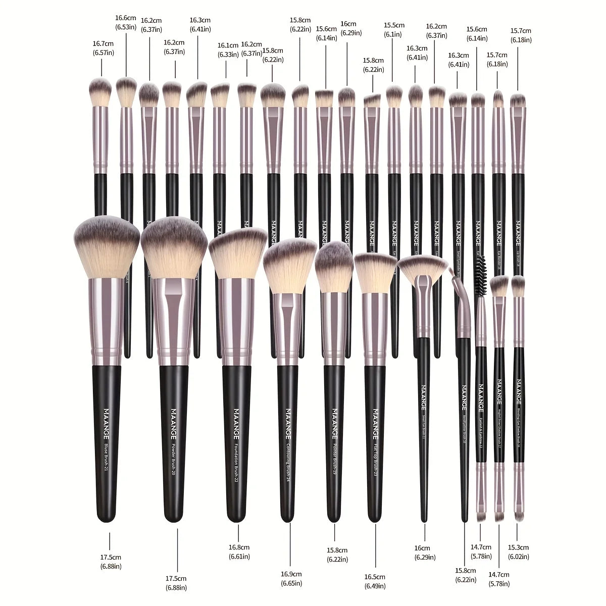 MAANGE 30pcs Professional Makeup Brush Set Foundation Concealers Eye Shadows Powder Blush Blending Brushes Beauty Tools with Bag RELUX.STORE
