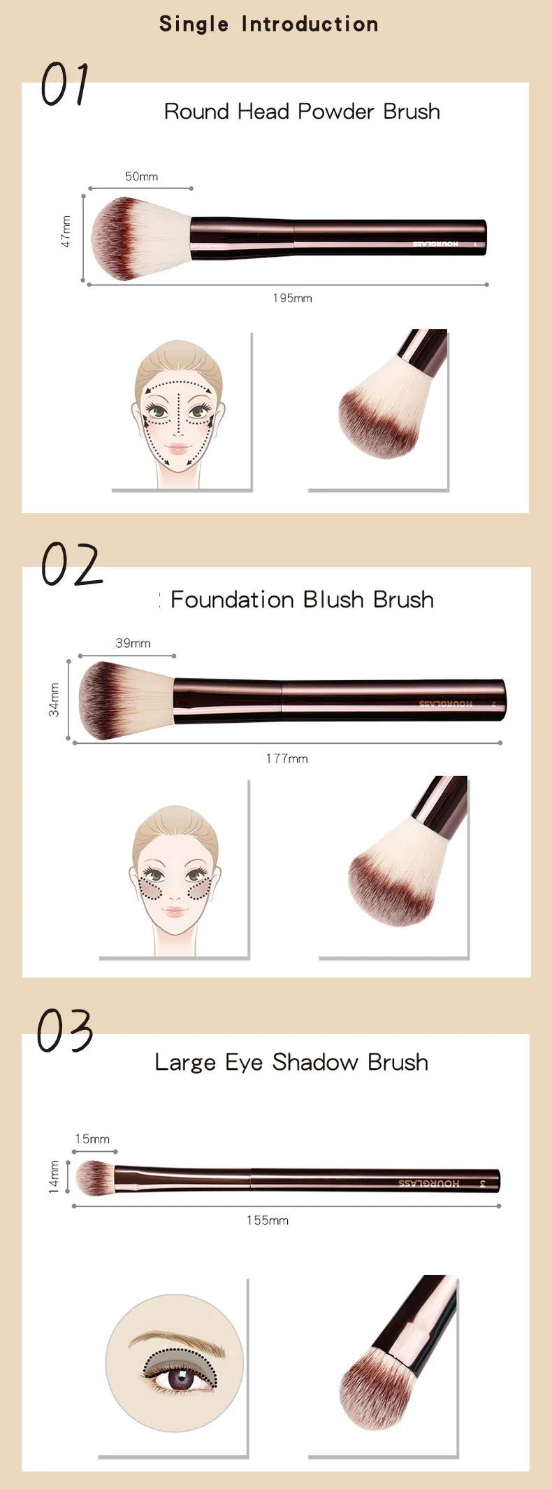 Hourglass Makeup Brush All Kinds Eyeshadow Foundation Concealer Powder Bronzer Blusher Eyeliner Retractable Professional Brushes RELUX.STORE