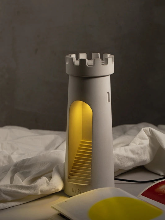 Lighthouse Eye Protection Sleep Atmosphere Simple Table Lamp Creative Gift Bedroom Touch Nightlight USB Bedside Lamp Cement Lamp