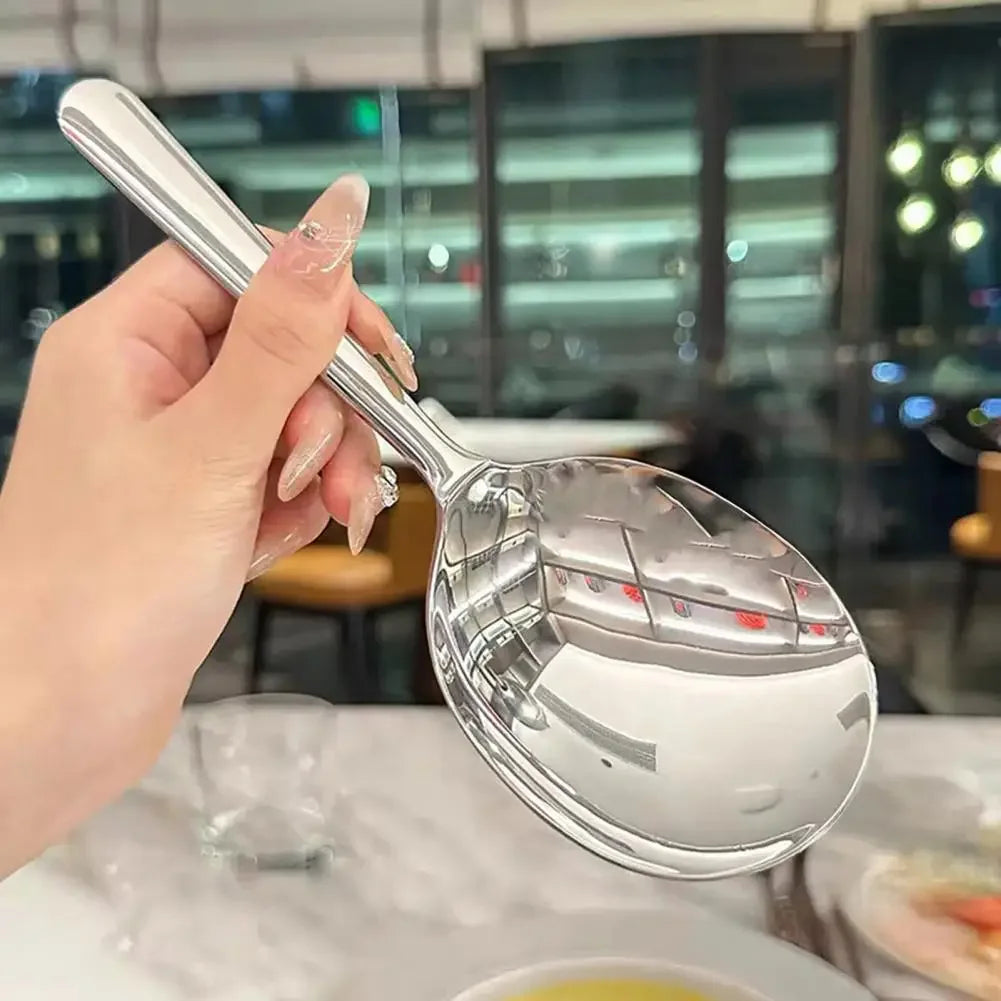 1Pc Stainless Steel Ladles For Serving Soup Rice Serving Spoon Drain Hole Heat Insulated Handle Kitchen Utensils For Daily Use