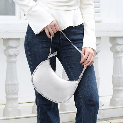 TINYAT Female Moon Bag Leather Shoulder Messenger Bag for Women Hand Bag Luxury Design Lightweight Party Ready Daily Use