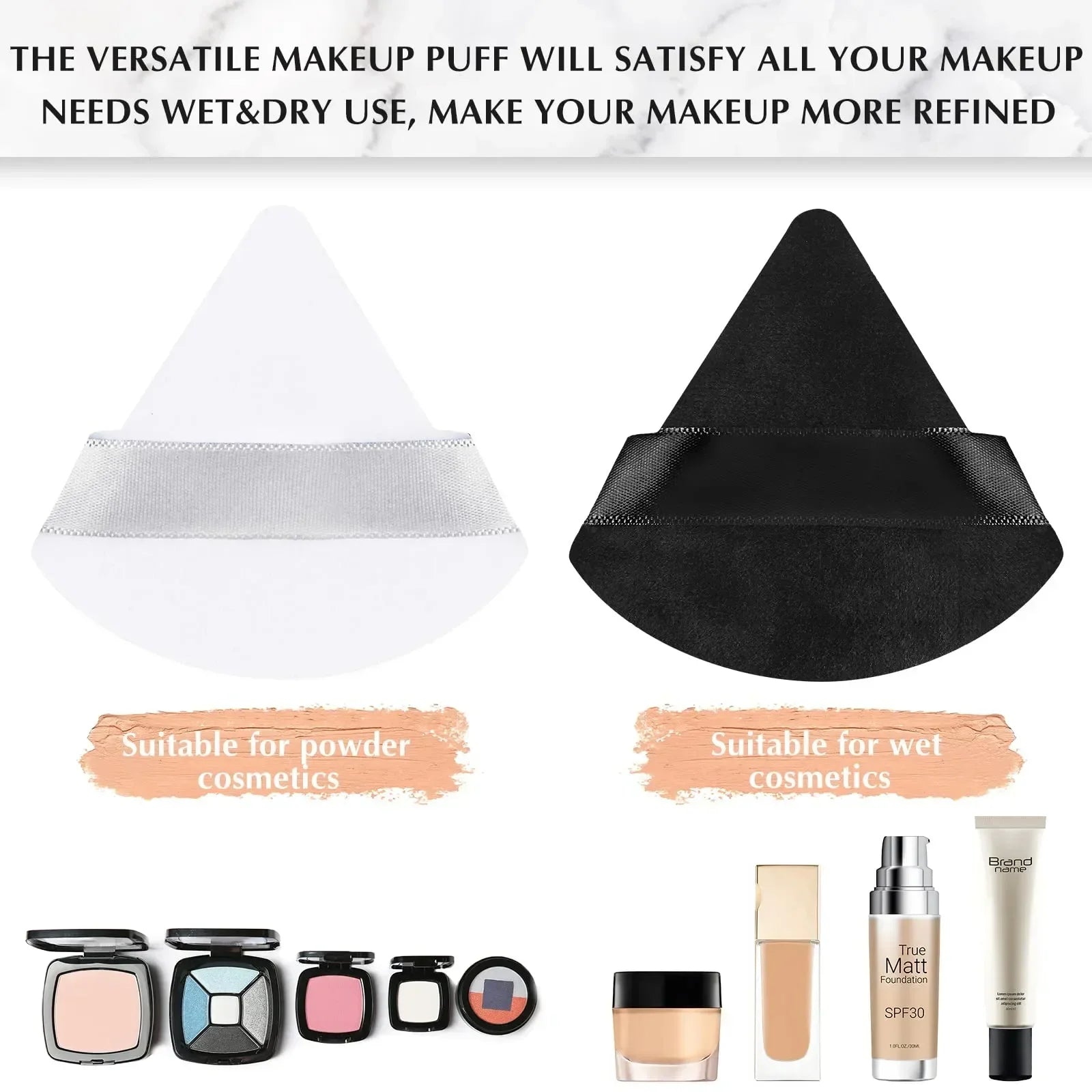 10/20Pcs Triangle Velvet Powder Puff Pizza Flours Mini Face Makeup Sponge Cosmetics Washable Lightweight Makeup Tool RELUX.STORE