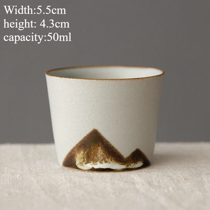 Handmade Ceramic Coffee Mug with Wooden Handle - Retro Tea Cup, Office Water Cup Filter Design, Unique Birthday Gift