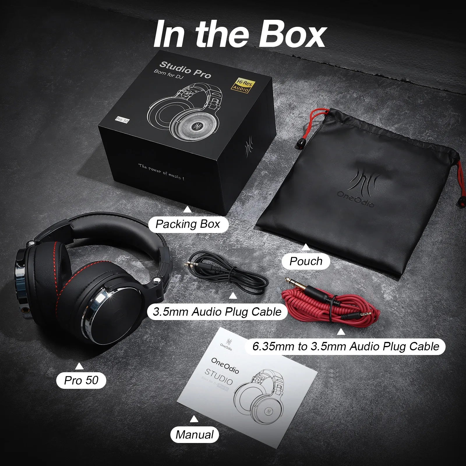 Oneodio Studio Wired Headphones Over Ear Hi-Res Audio Wired Headset With Microphone Studio DJ Stereo Headphones 3.5mm/6.35mm RELUX.STORE