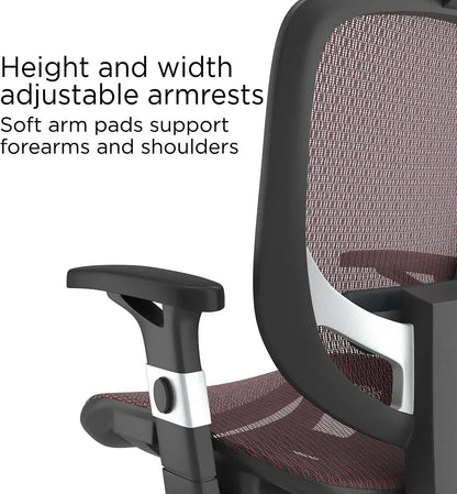 Perfect for Home & Office, Ergonomic Swivel Task Chair, Adjustable with Breathable Mesh & Lumbar Support, Maroon