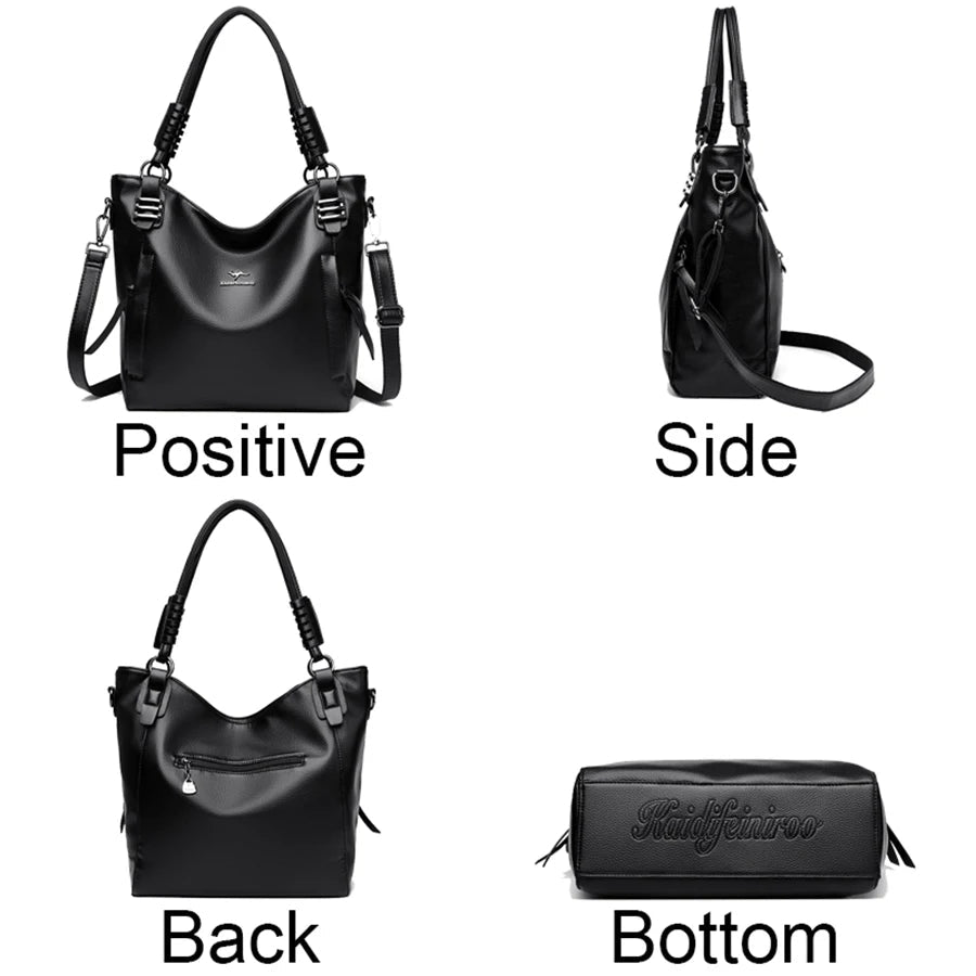 Luxury Soft Genuine Leather Handbag Fashion Women Shoulder Messenger Bag Solid Color Cowhide Tote Fashion Female Crossbody Sac RELUX.STORE