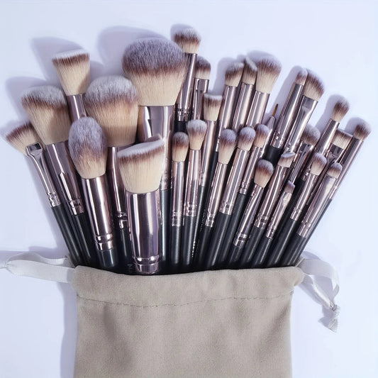MAANGE 30pcs Professional Makeup Brush Set Foundation Concealers Eye Shadows Powder Blush Blending Brushes Beauty Tools with Bag RELUX.STORE