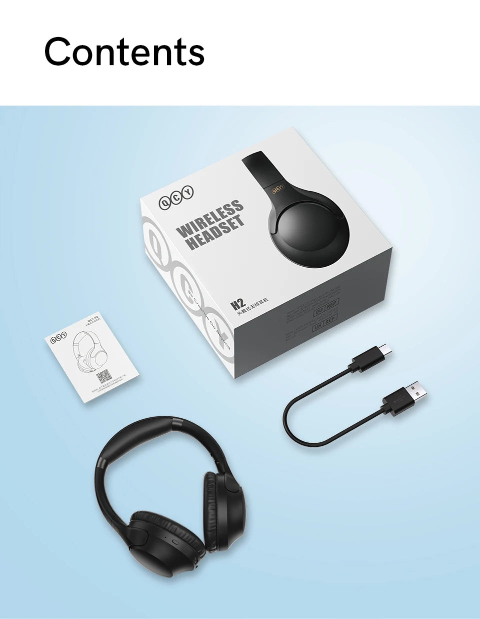 QCY H2 H2 Pro Wireless Headphones Bluetooth 5.3 BASS Mode Hifi Stereo Headset Over the Ear Gaming Earphones Dual Device Connect