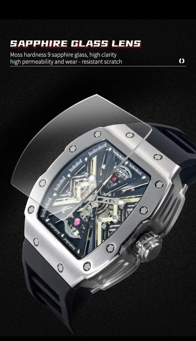 PINDU New Men Watch 50 Meter Waterproof Stainless Steel Case Luminous Sapphire mirror Dial Fashionable Men Mechanical Watch