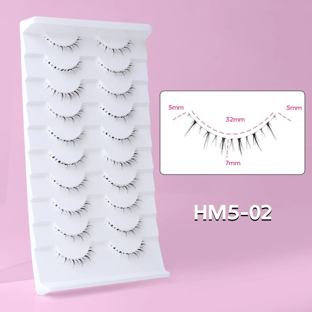 10Pairs Bottom Eyelashes Manga Lower Lashes Clear Band Wispy Small Flame Under Eye Lashes Korean Makeup Cosplay Tools RELUX.STORE