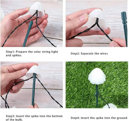 10 LED Solar Mushroom Lights Outdoor Waterproof Decorative Street Lights for Lawn Garden Patio Christmas Holiday Decoration