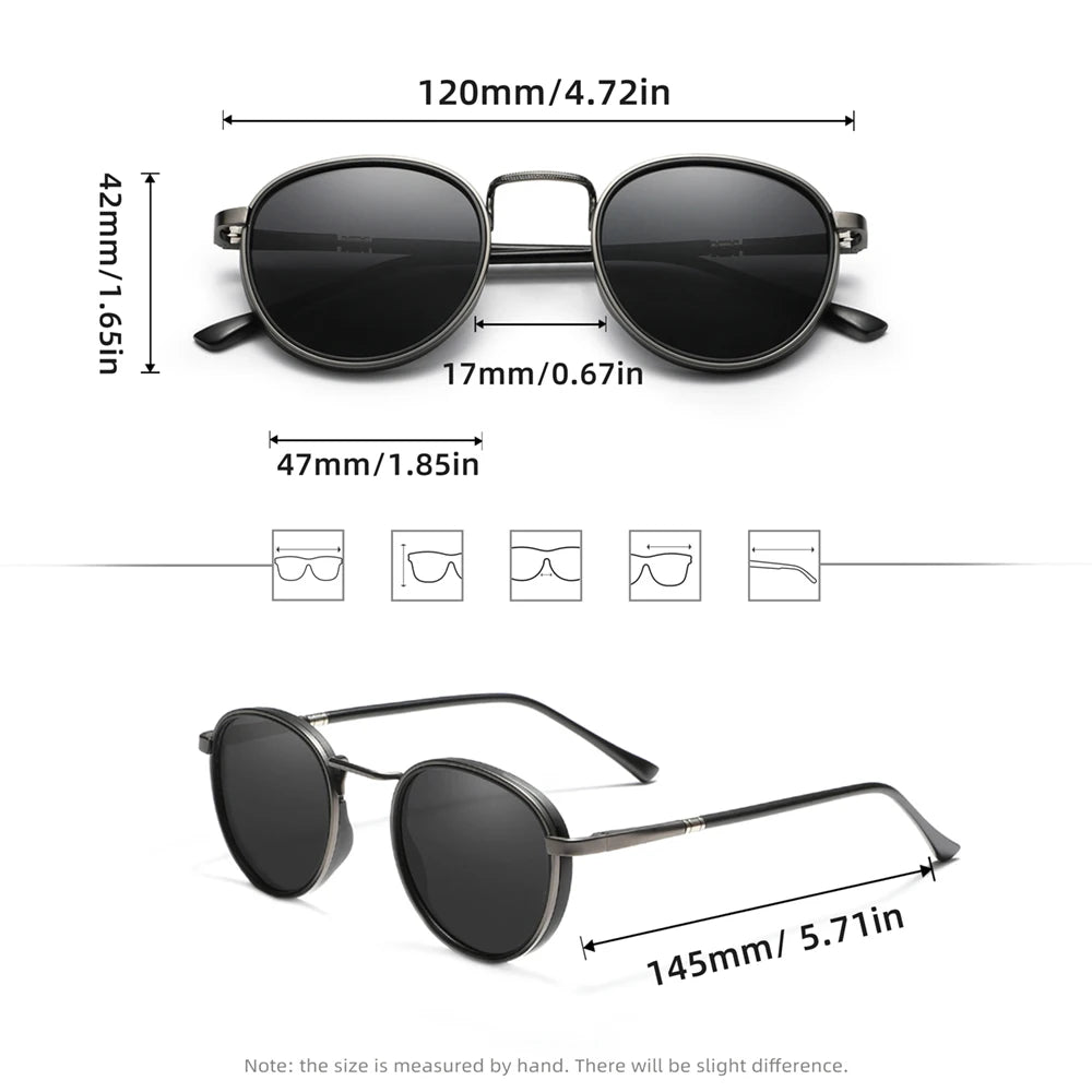 Design Retro Round Frame Sunglasses For Men Polarized UV400 Women Causal Driving Glasses Accessories RELUX.STORE