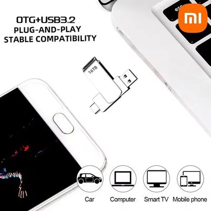 Xiaomi 16TB Flash Drive USB 3.2 High Speed USB Transfer Type-c 2-In-1 8TB 16TB OTG Pendrive Waterproof Flash Disk For Computer