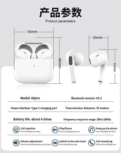 Original Air Pro True Wireless Bluetooth Earphones Headphones HiFi Sound Low Latency Noise Reduction Earbuds for IPhone Android RELUX.STORE