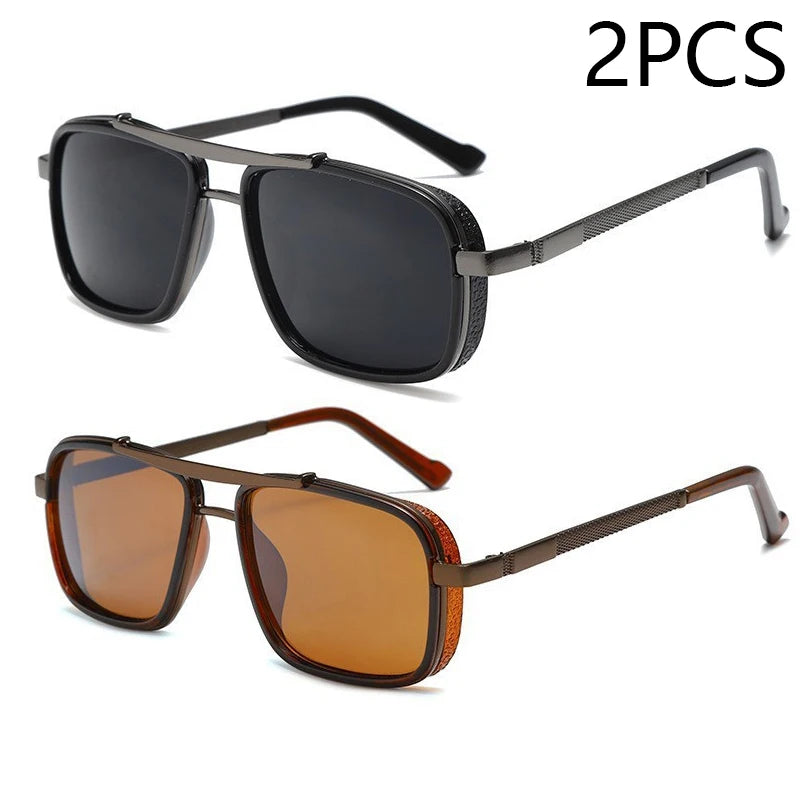 New Sunglasses Punk Sunglasses New Men's Square Uv400 Twin-beam Aviator Sunglasses RELUX.STORE