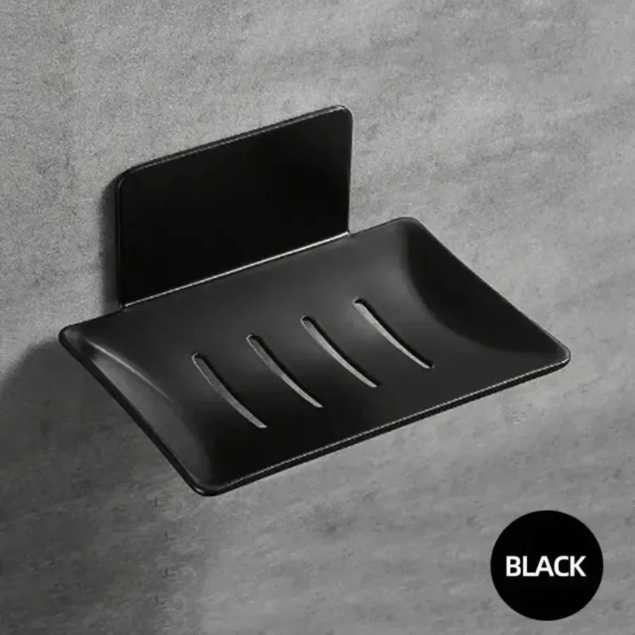 1pc  Black carbon steel soap box, non perforated wall mounted bathroom soap box, bathroom soap holder, soap storage rack