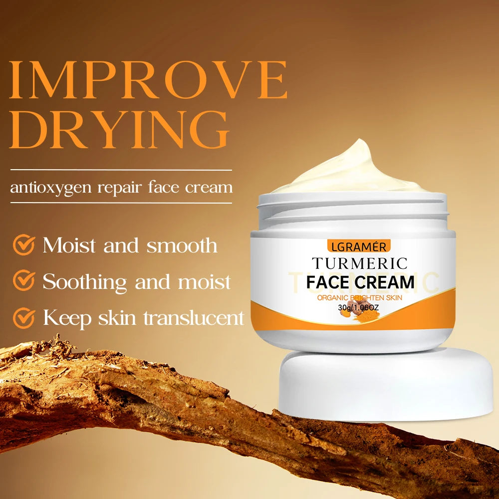 Turmeric Whitening Face Cream Wrinkle Removal Lighten Fine Lines Makes Skin Look More Youthful Birghten Moisturize Facial Care RELUX.STORE